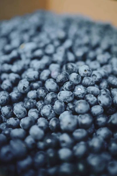 Closeup Blueberries Fresh Picked Box — Stock Photo, Image