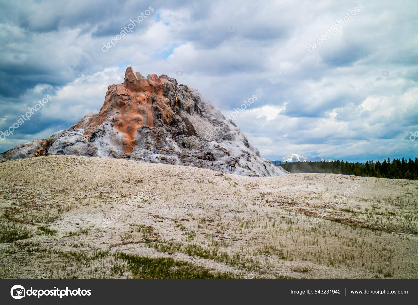 Conspicuous Cone Type Geyser Preserve National Forest Stock Photo by
