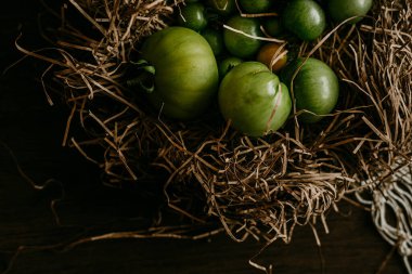 Yeşil Domates Yiyecek Flatlay Malzemeleri