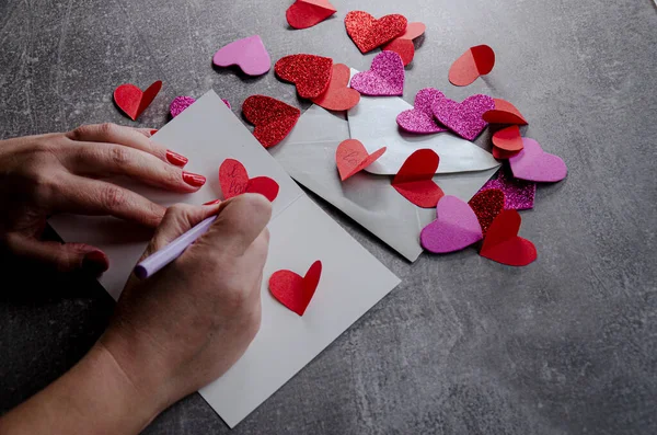 Mains Signer Une Lettre Amour — Photo