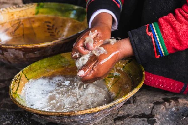 Mãos Mulher Fotos Tiradas Cusco Peru — Fotografia de Stock