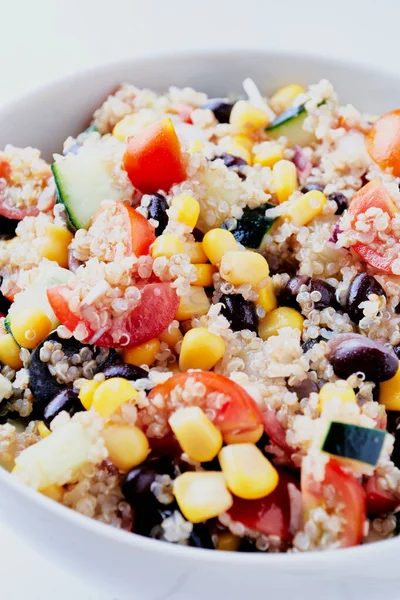 Healthy Vegan Quinoa Fresh Salad White Table Close — Stock Photo, Image