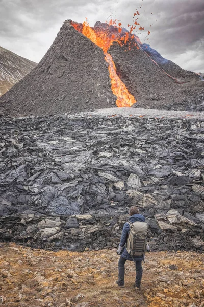 Megfigyelni Vulkán Caldera Euption — Stock Fotó