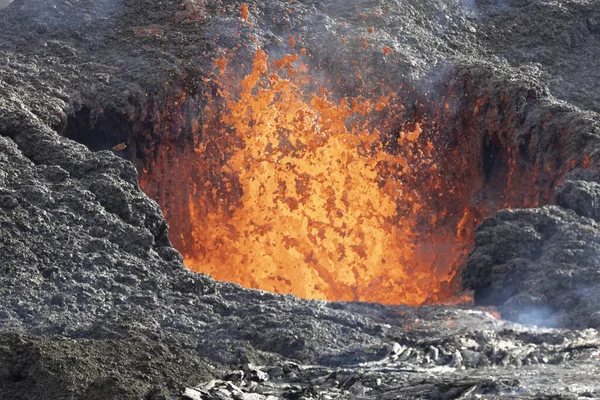 Volcán Caldera Erupción Con Lava — Foto de Stock
