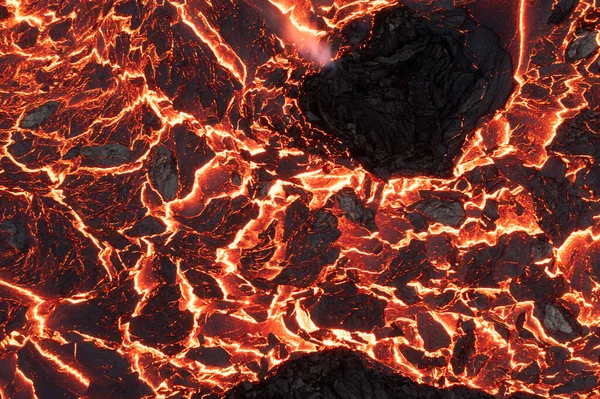 Gloeiende Vulkanische Lava Cenitaal Zicht — Stockfoto