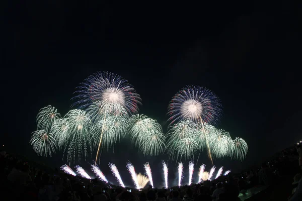 Festival Fuegos Artificiales Akagawa Japón — Foto de Stock