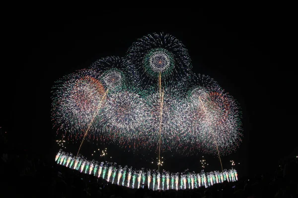 Festival Fuegos Artificiales Akagawa Japón — Foto de Stock