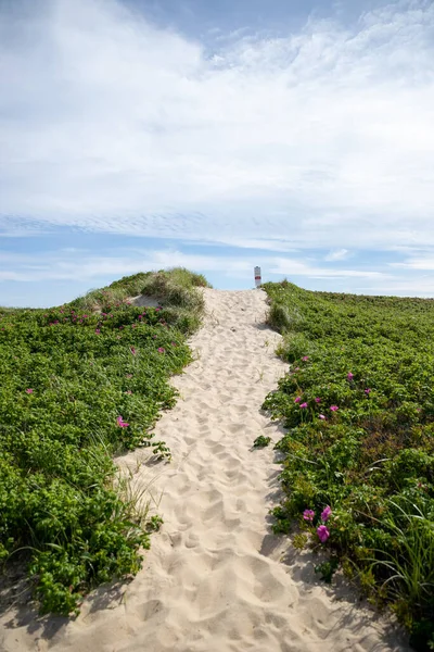Пісок Веде Пляжу Нантакеті — стокове фото