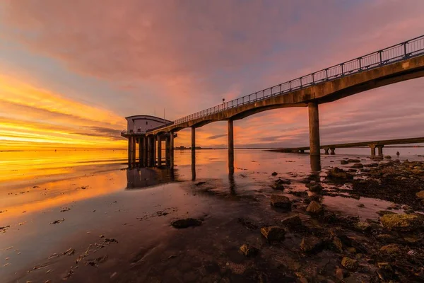 Погода Великобритании Восход Солнца Станция Спасательных Шлюпок Roa Island Рампсайд — стоковое фото