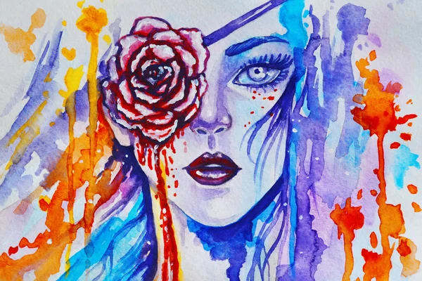 Illustration Aquarelle Colorée Amour Aveugle — Photo