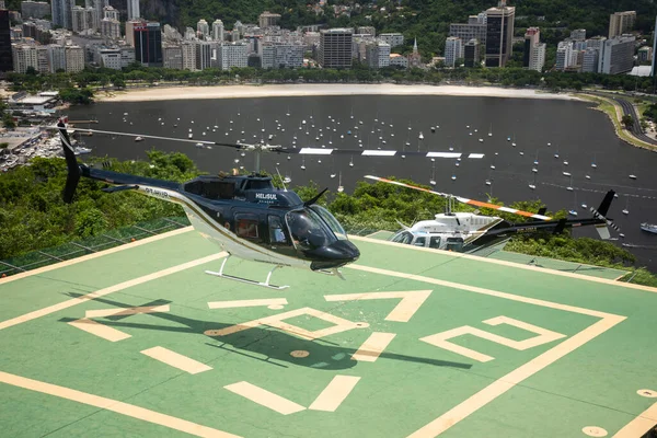 Vista Dos Helicópteros Helipuerto Montaña Sugar Loaf Río Janeiro Brasil — Foto de Stock