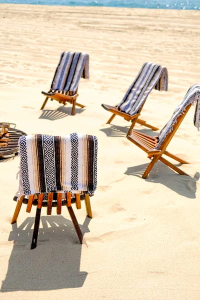Holzstühle Strand Von Todos Santos Mexiko — Stockfoto