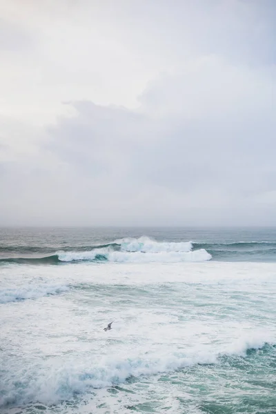 Ondas Tormentosas Del Océano Durante Atardecer Costa Oregon — Foto de Stock