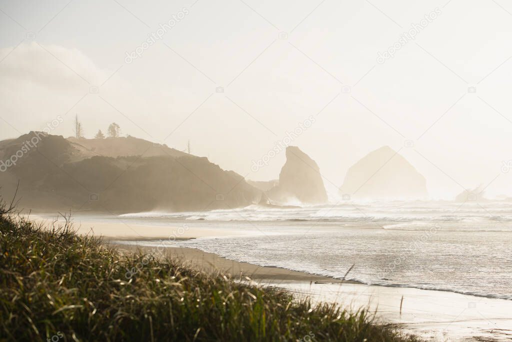 Ocean waves in coastal Oregon during severe weather