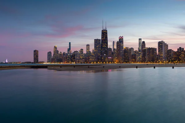 Vista Del Centro Chicago Sobre Lago Michigan —  Fotos de Stock