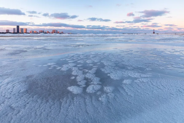 Formaciones Hielo Playa Montrose Chicago — Foto de Stock