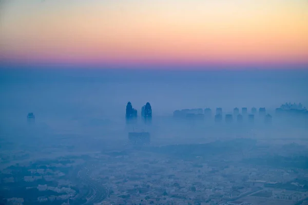 Doha Die Perle Bei Sonnenaufgang Mit Morgennebel — Stockfoto