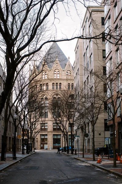 Une Rue Secondaire Boston Avec Une Architecture Historique Unique — Photo