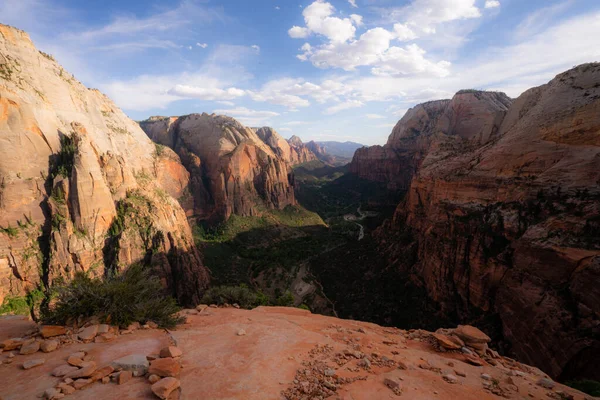 Angels Landing Coucher Soleil Dans Parc National Zion Utah — Photo