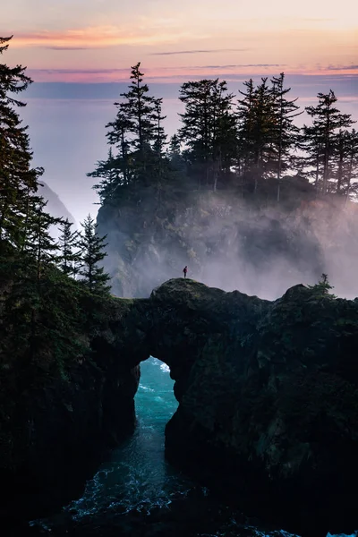 Sunset Samuel Boardman Natural Bridges — Stock Photo, Image