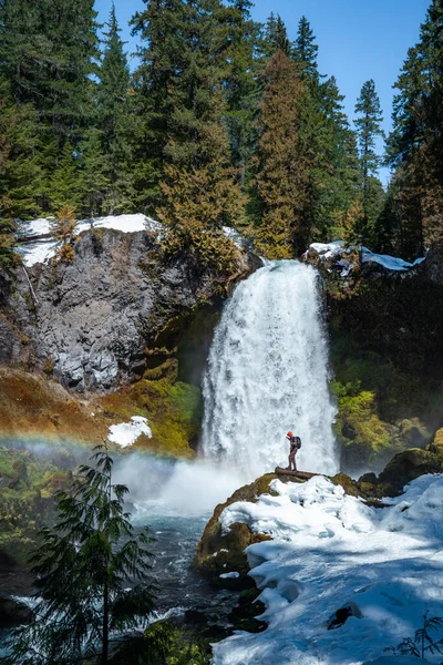 Зима Водопаде Сахали Орегоне — стоковое фото