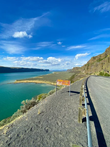 Señal Para Banks Lake Largo Una Carretera Panorámica — Foto de Stock