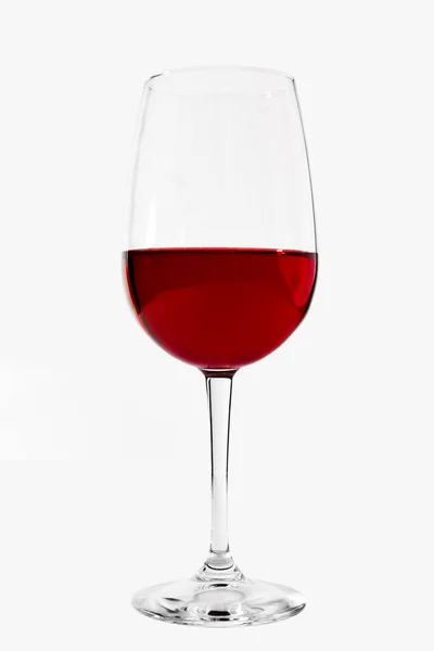 Copa Vino Con Vino Tinto Sobre Fondo Blanco Liso —  Fotos de Stock