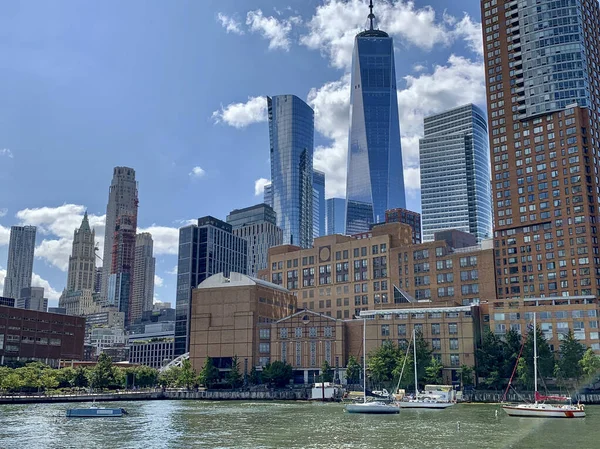 Tribeca Skyline World Trade Center Hudson River Path — Zdjęcie stockowe