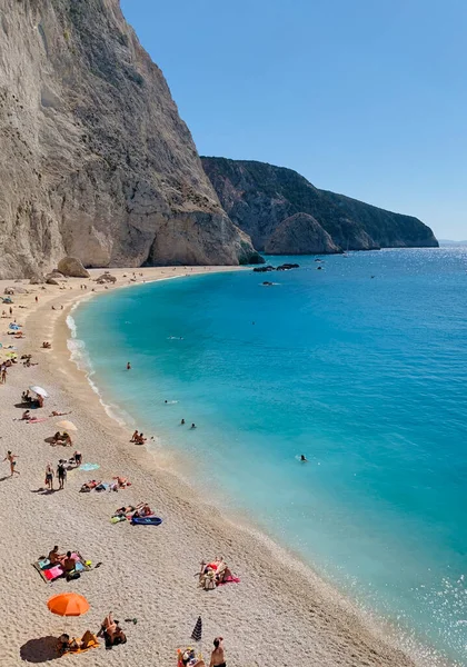 Strandgangers Zwemmers Porto Katziki Lefkada Griekenland — Stockfoto
