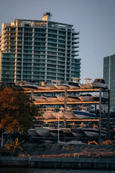 Boats Port Building Coconut Grove City Miami Sunset — Stock Photo, Image