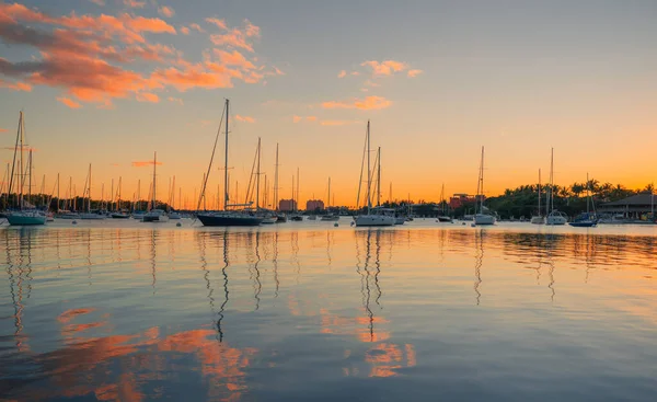 Pôr Sol Marina Coqueiro Belas Cores — Fotografia de Stock