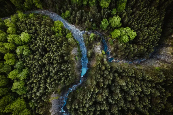 Luftaufnahme Des Flusses Fließenden Admist Bäume Wald — Stockfoto