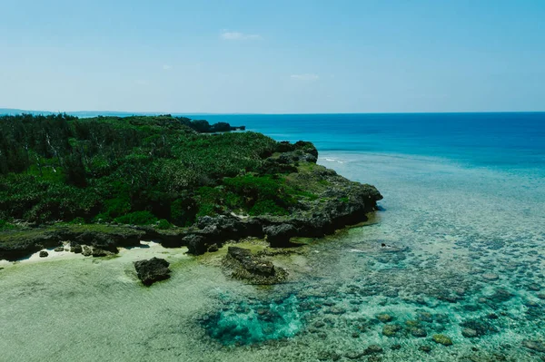 Захват Беспилотниками Коралловых Рифов Необитаемого Острова Океане — стоковое фото