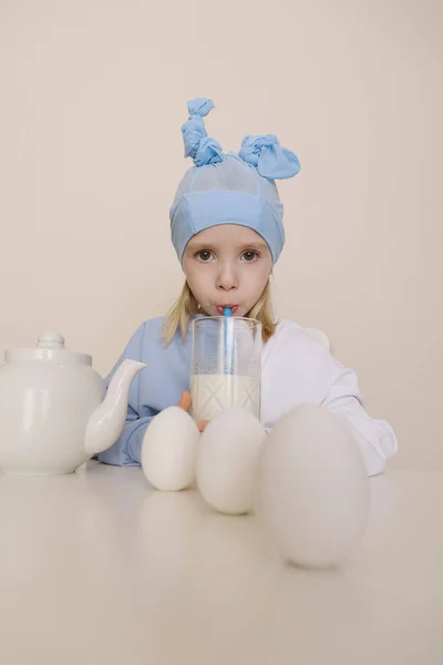 Little Girl Playing Easter Bunny — Stock Photo, Image