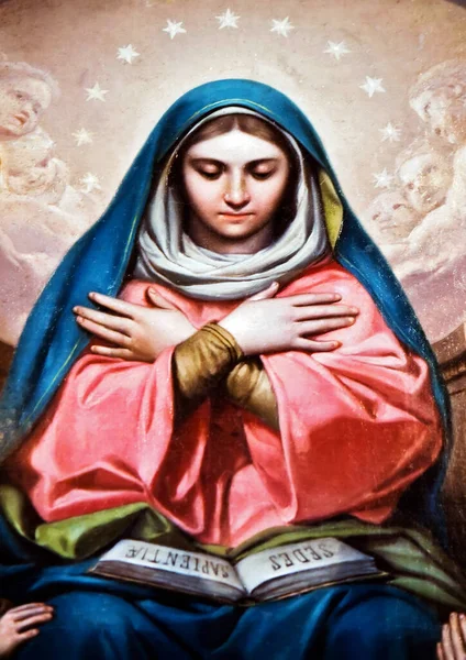 Uskonnollinen Fresco Kuvake Mary — kuvapankkivalokuva