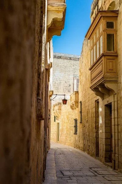 Ortaçağ Şehri Mdina Nın Sokaklarından Biri — Stok fotoğraf