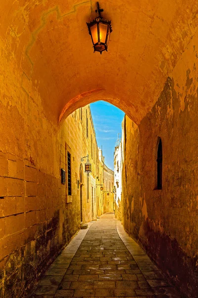 Malta Nın Eski Mdina Şehrinde Güzel Bir Ortaçağ Kemeri — Stok fotoğraf