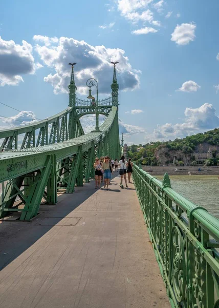 Budapest Hongarije 2021 Liberty Bridge Donau Boedapest Een Zonnige Zomerdag — Stockfoto