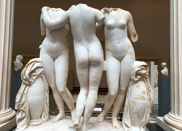 Marmeren Statue Group Three Graces Met Museum Nyc — Stockfoto