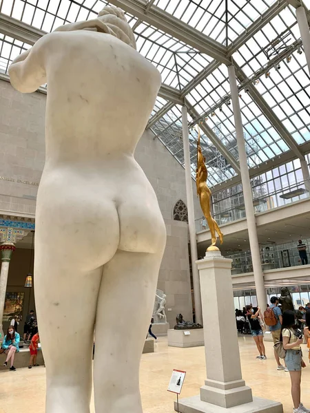 Low Angle Back View Evening Sculpture Met Museum Nyc — 스톡 사진
