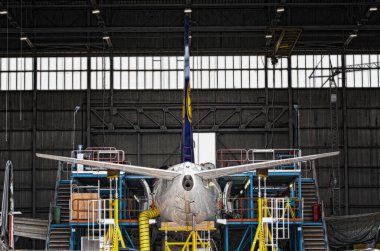 Luqa, malta - 27 Temmuz - içinde lufthansa technik hangar lufthansa uçakları konusunda yürütülen İnşaat
