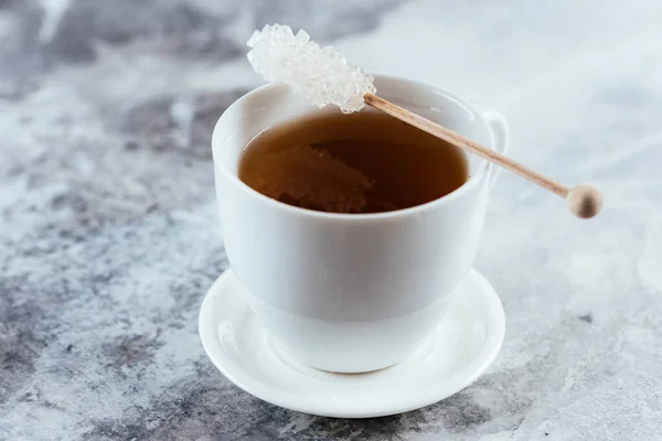 Tee Und Zucker Auf Einem Holzstab — Stockfoto