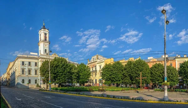 Chernivtsi Ουκρανία 2021 Δημαρχείο Στην Κεντρική Πλατεία Στο Chernivtsi Ουκρανία — Φωτογραφία Αρχείου