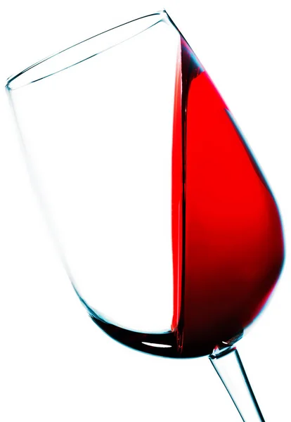 Copo Vinho Com Vinho Tinto Sobre Fundo Branco Liso — Fotografia de Stock