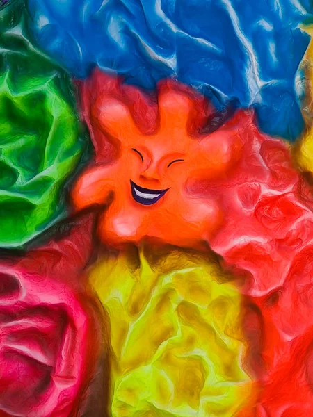 笑いの星と色の多数を示すカラフルな背景画像 — ストック写真