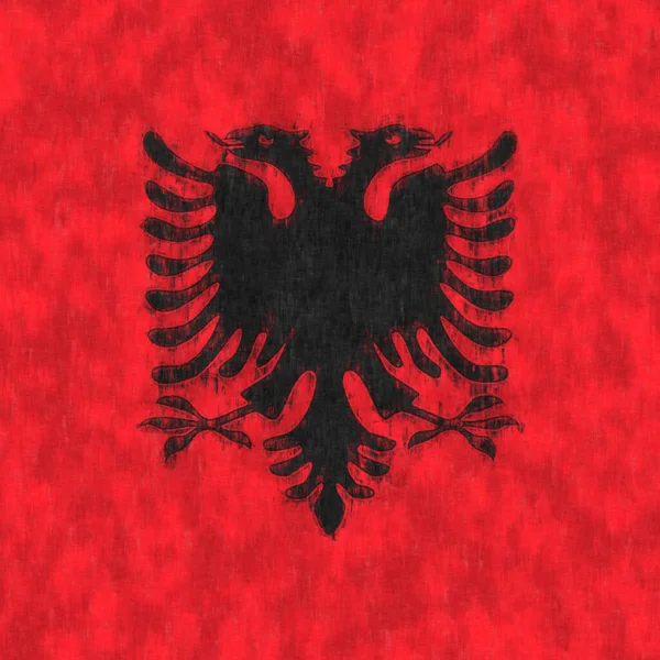 Albanie Peinture Huile Emblème Albanais Dessin Toile Tableau Peint Drapeau — Photo