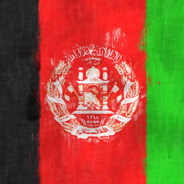 Afghanistan Oljemålning Afghanskt Emblem Som Tecknar Duk Painte — Stockfoto