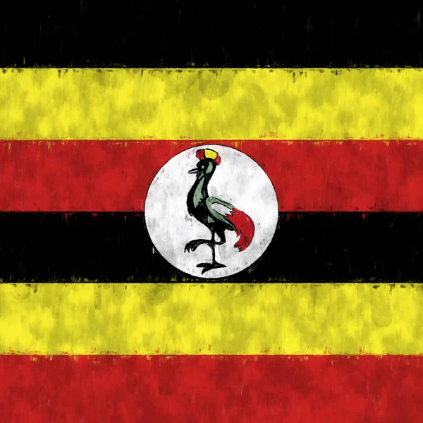 Ugandas Oljemålning Uganda Emblem Ritning Duk — Stockfoto