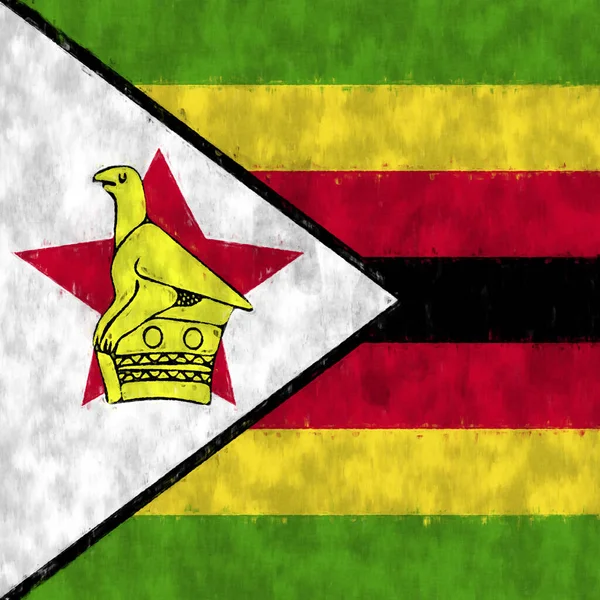 Zimbabwe Oljemålning Zimbabwe Emblem Ritning Duk — Stockfoto