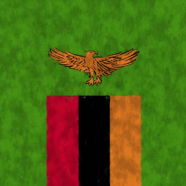 Zambia Oil Painting Zambian Emblem Drawing Canvas — Stock Photo, Image